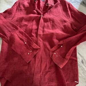 Red Button-Up linen Shirt - Saks 5th Avenue Brand